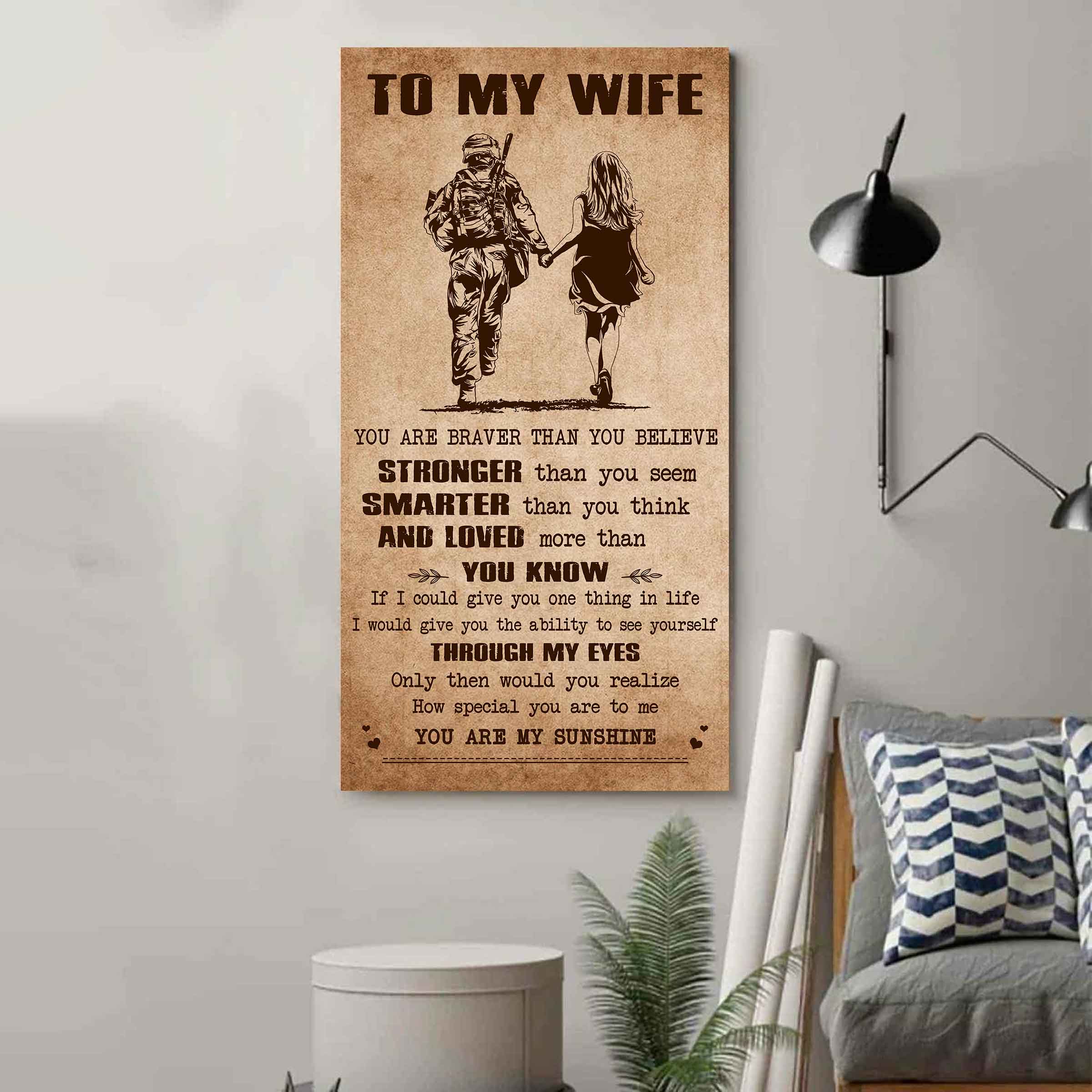 Family Poster Canvas You Are Braver Than You Believe - You Are My Sunshine Gift For Your Wife