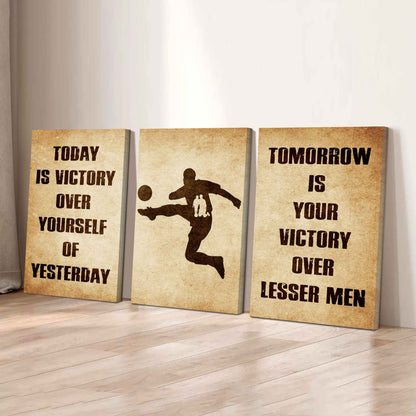 Combo 3 Warrior Canvas Poster Today Is Victory Over Yourself Of Yesterday Tomorrow Is Your Victory Over Lesser Men