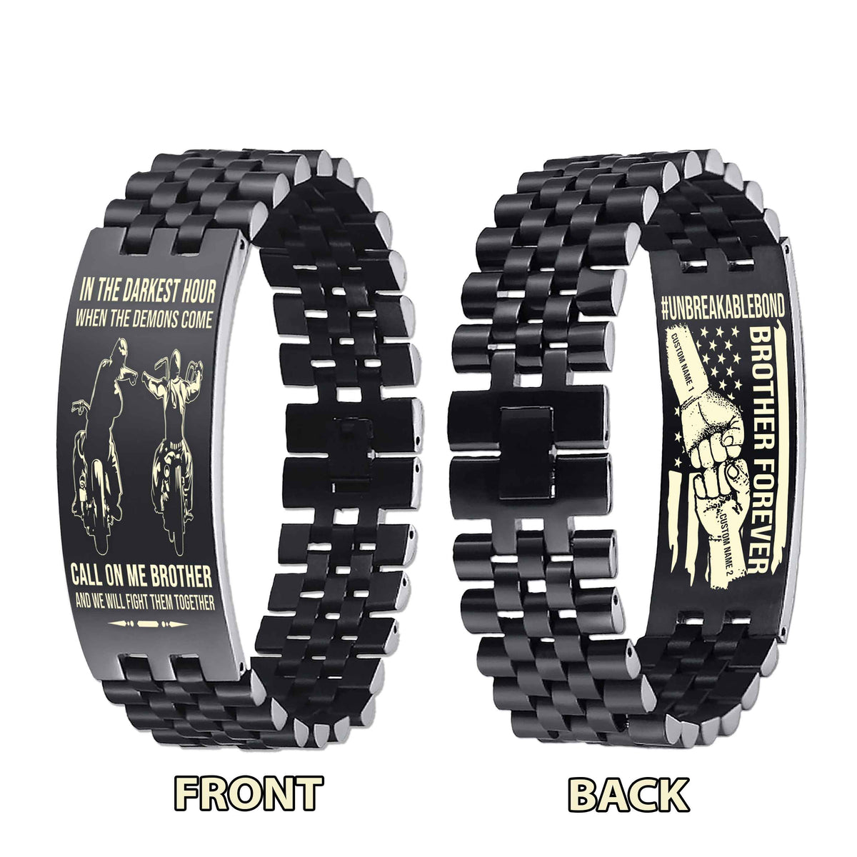 Warrior Customizable Engraved Double Sided Bracelet Unbreakable Bond Call On Me Brother And We Will Fight Them Together