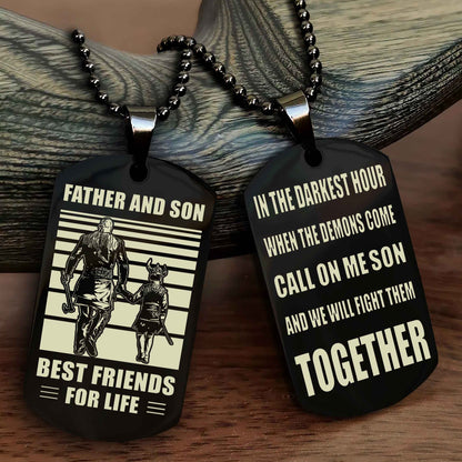 Teenager Viking Double Side Dog Tag Father And Son Best Friends For Life From Dad To Son With Message On The Back Gift For Your Son