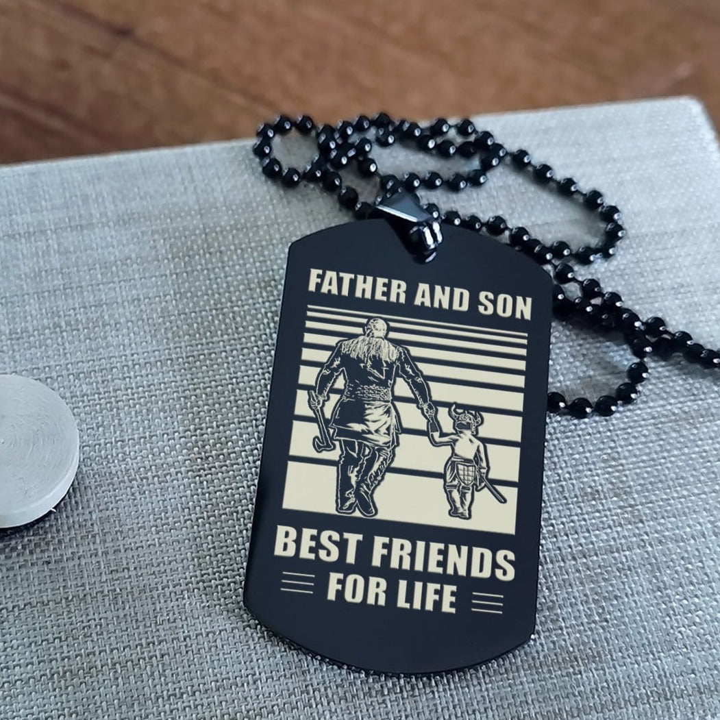 Family Personalized Double Sided Dog Tag Father And Son Best Friends For Life - Message on the back side