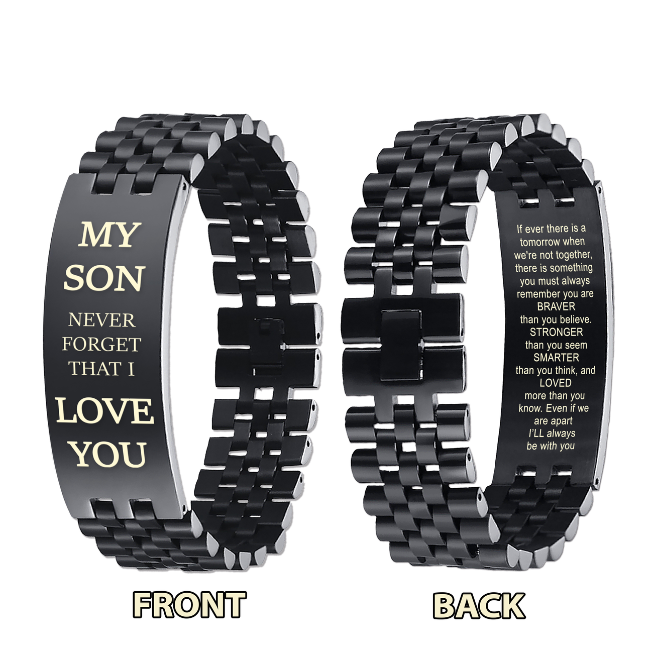 Family Bracelet Double Sided My Son Never Forget That I Love You, Never Lose