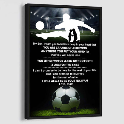 Baseball Poster Canvas Mom To Son - You Will Never Lose You Either Win Or Learn I Will Always Your No 1 Fan
