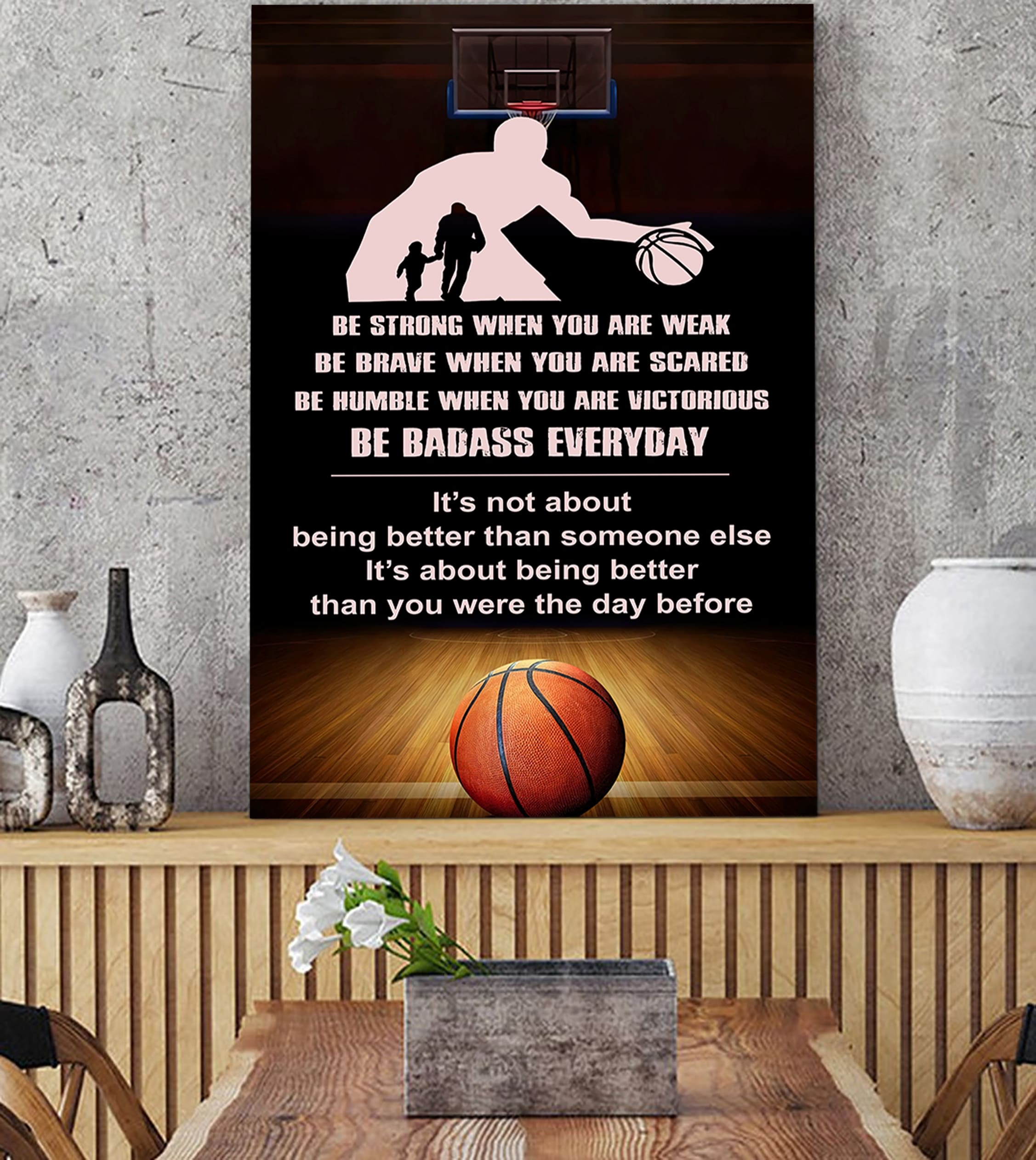 Basketball Canvas Poster To My Son It's Being Better Than You Were The Day Before Gifts For Son From Dad