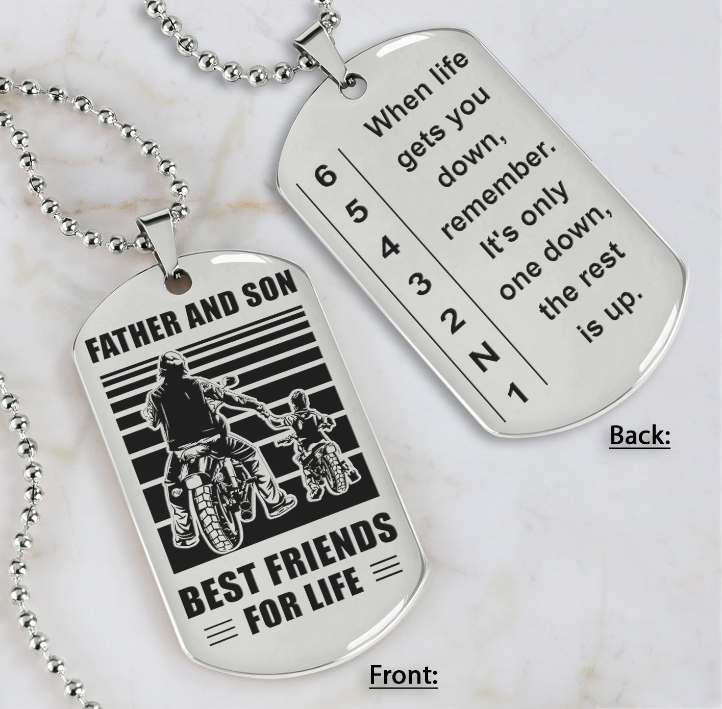 Biker white dog tag to Son It Is Not About Being Better Than Someone Else - Be Strong When You Are Weak