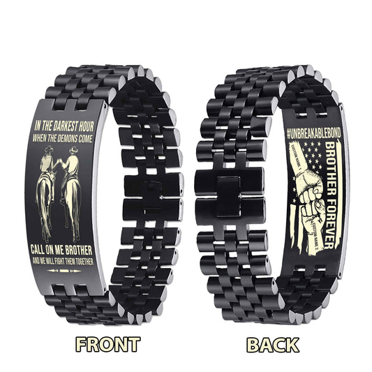 Warrior Customizable Engraved Double Sided Bracelet Unbreakable Bond Call On Me Brother And We Will Fight Them Together