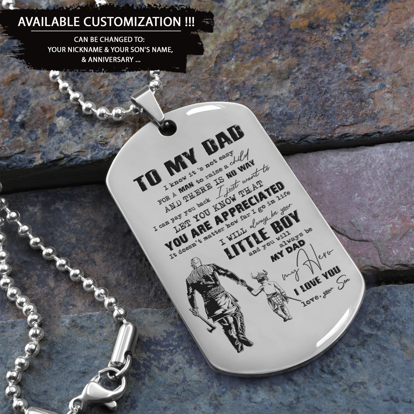 To My Dad One Side Engrave Dog Tag Gift For Your Dad Your Father