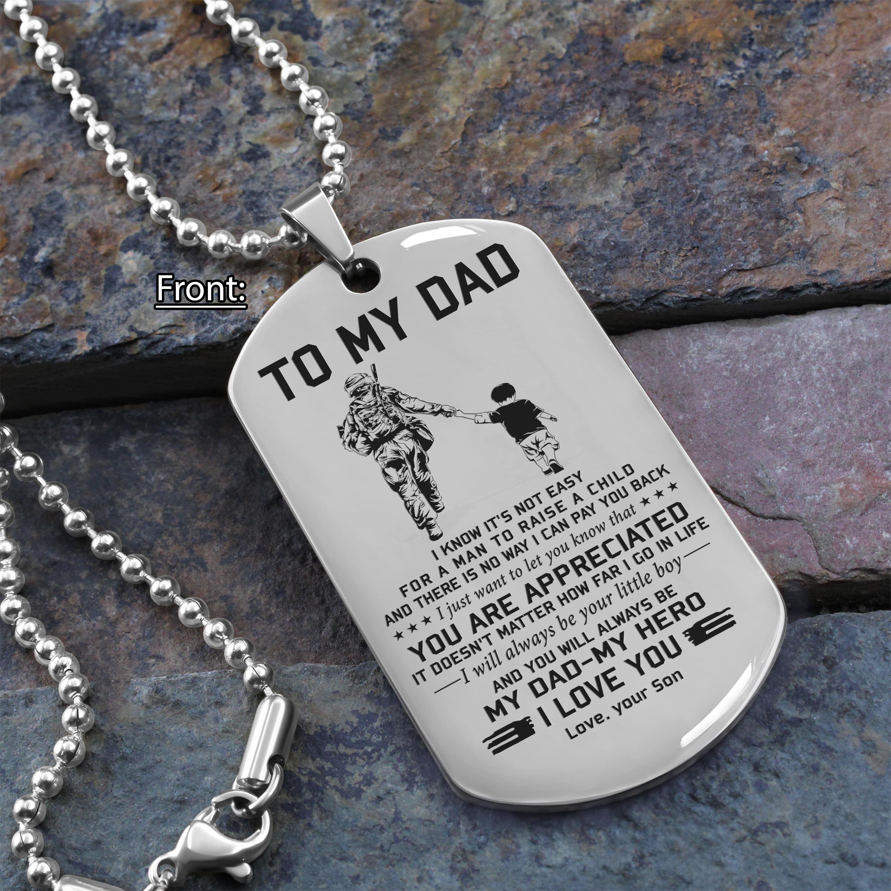 To My Dad One Side Engrave Dog Tag Gift For Your Dad Your Father