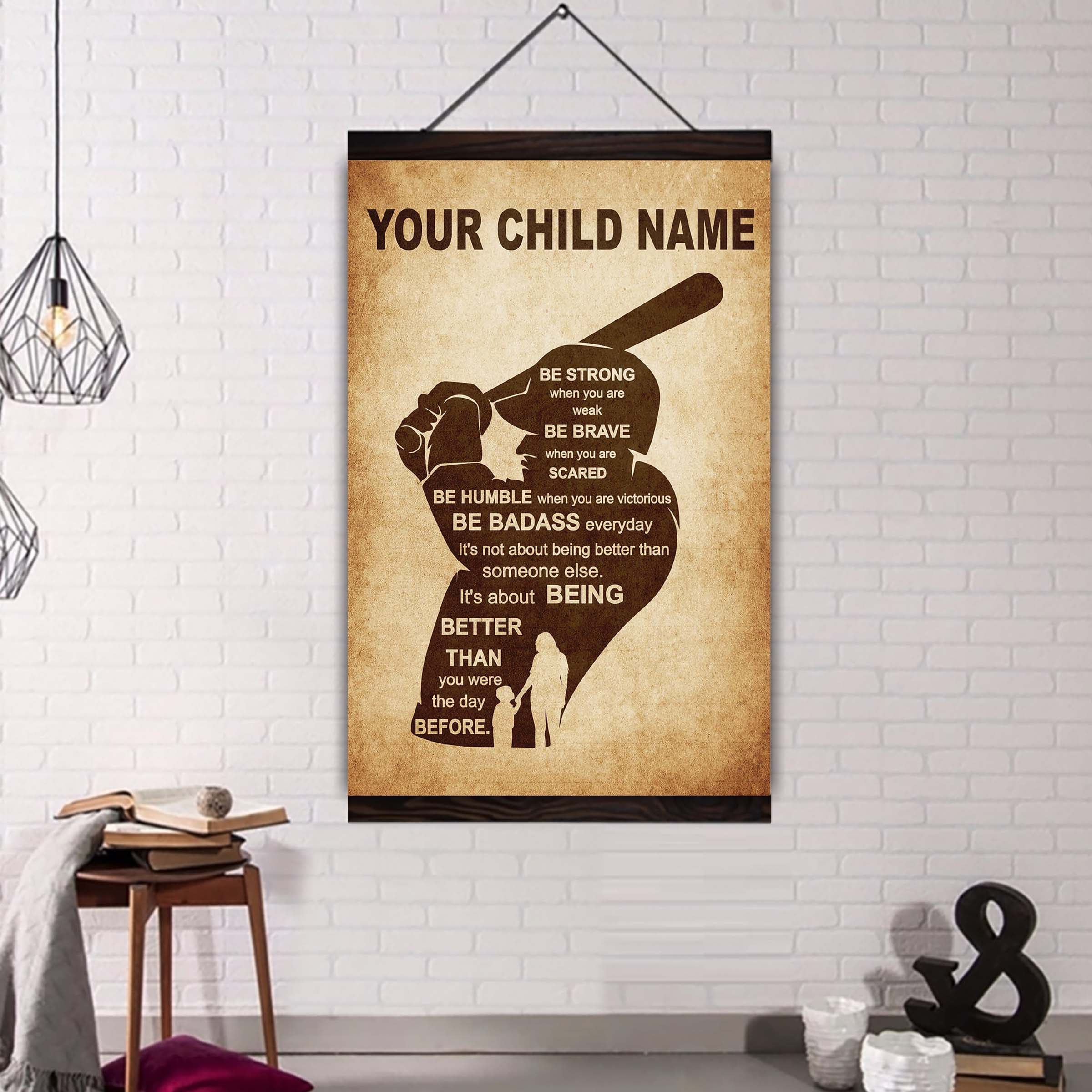 Personalized Your Child Name From Mom To Son Basketball Poster Canvas It's Not About Being Better Than Someone Else It's About Being Better Than You Were The Day Before