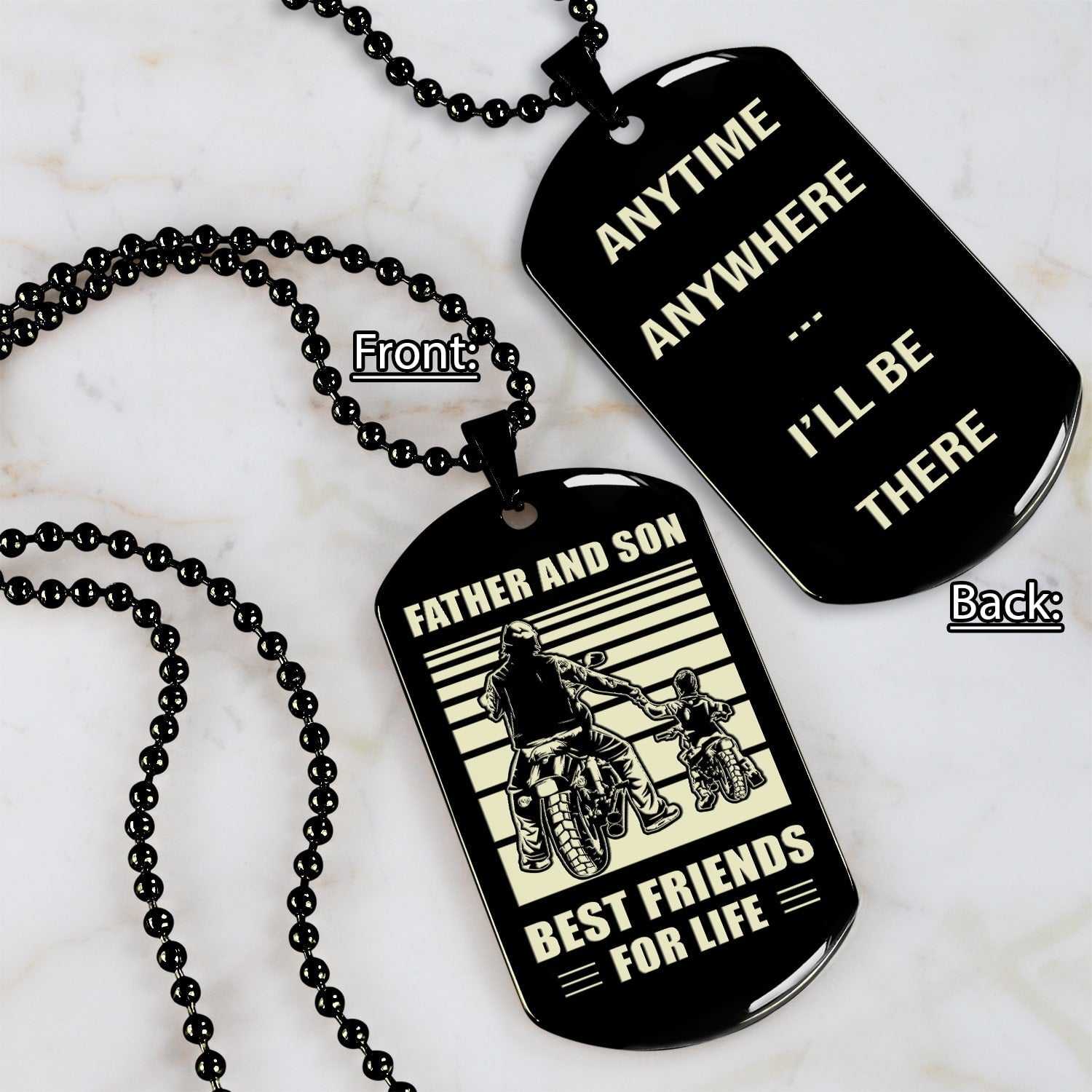 Soldier Personalized Double Sided Dog Tag Father And Son Best Friends For Life - Message on the back side