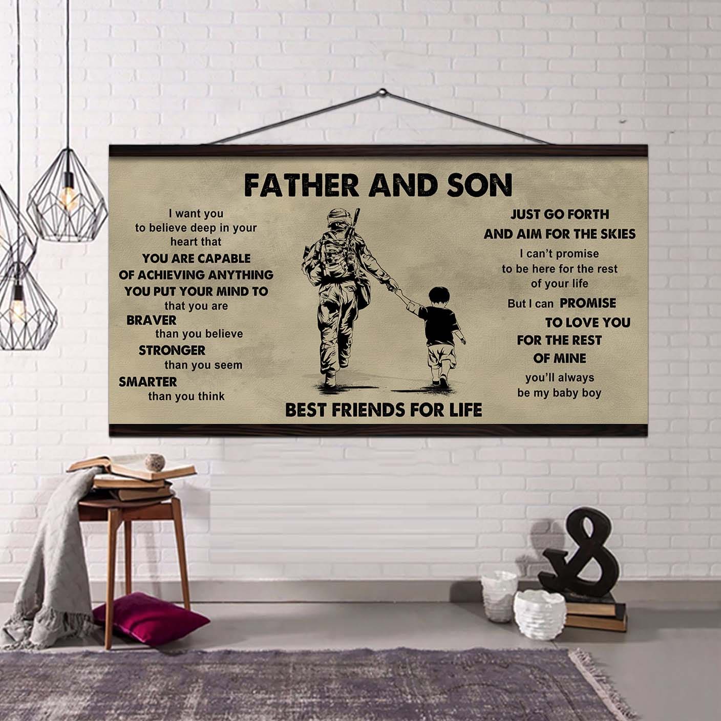 DRB VGT Father And Son Best Friends For Life  - That You Are Braver Than You Believe Poster Canvas Gift For Son From Father