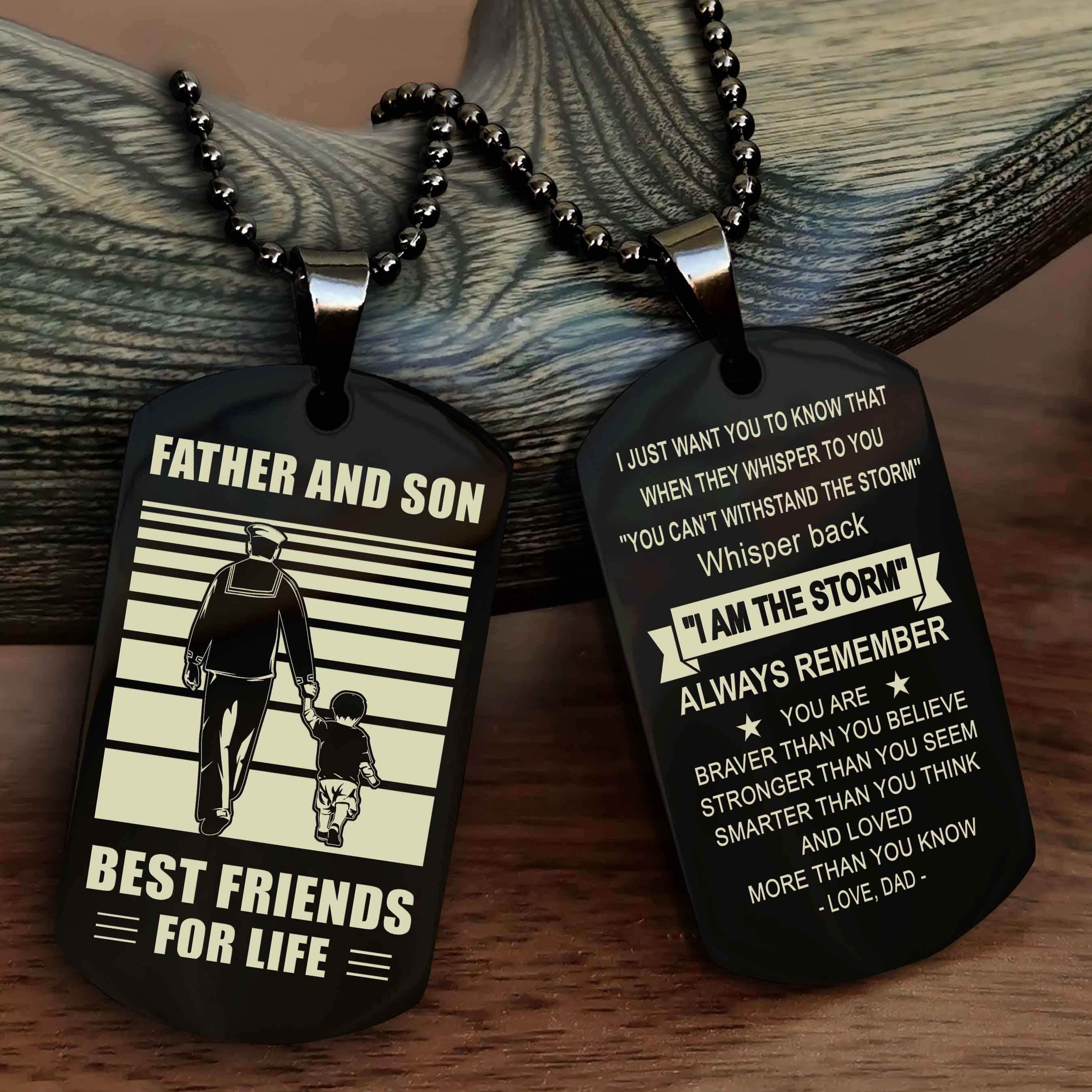 Cowboy Personalized Double Sided Dog Tag To My Son I Love You - Whisper Back I'm The Storm