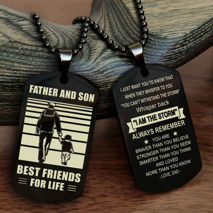 Cowboy Personalized Double Sided Dog Tag To My Son I Love You - Whisper Back I'm The Storm