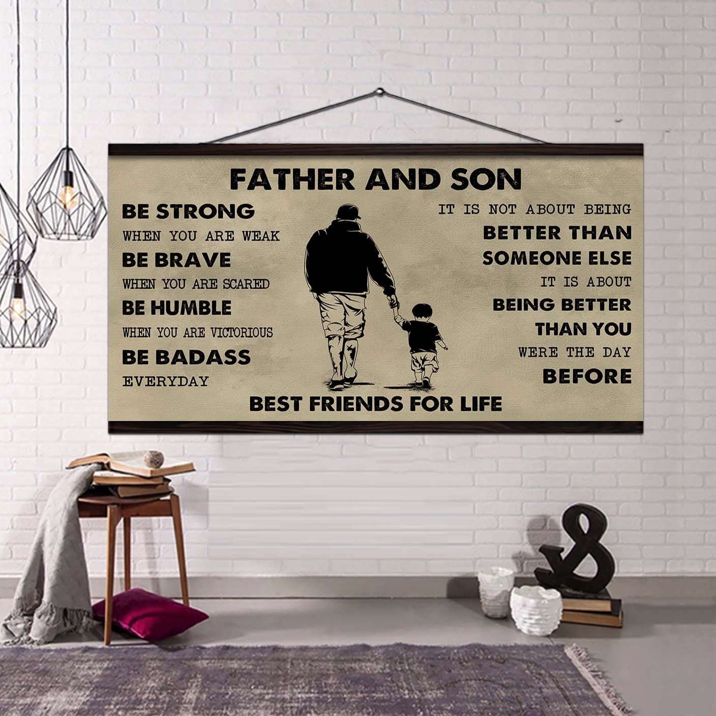 Biker Father And Daughter Best Friends For Life - Be Strong When You Are Weak Poster Canvas Gift For Son From Father