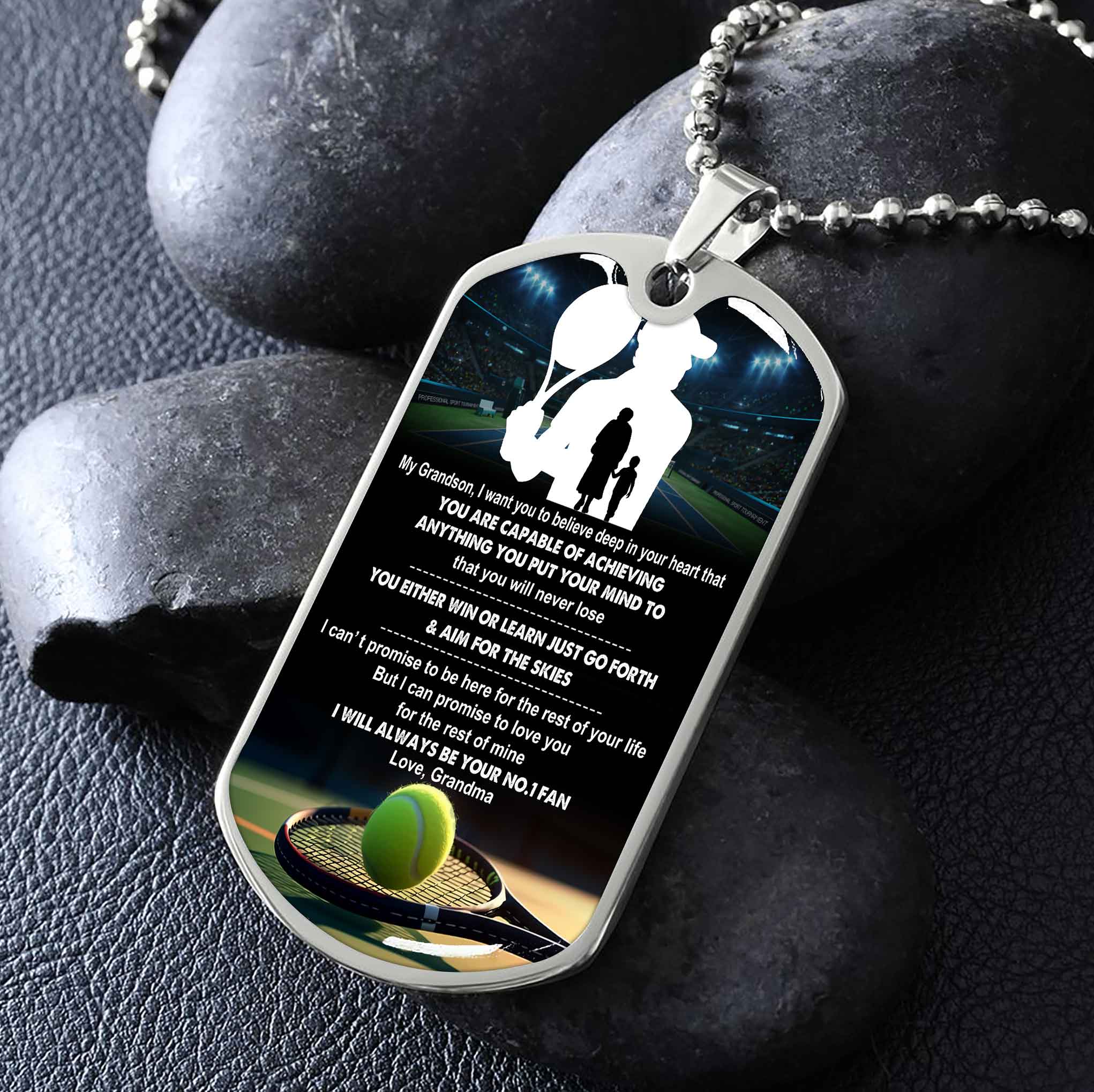 Sport Military Chain 18K Gold Plated Silver Plated To My Grandson From Grandma Motivation Message I Will Always Be Your No 1 Fan