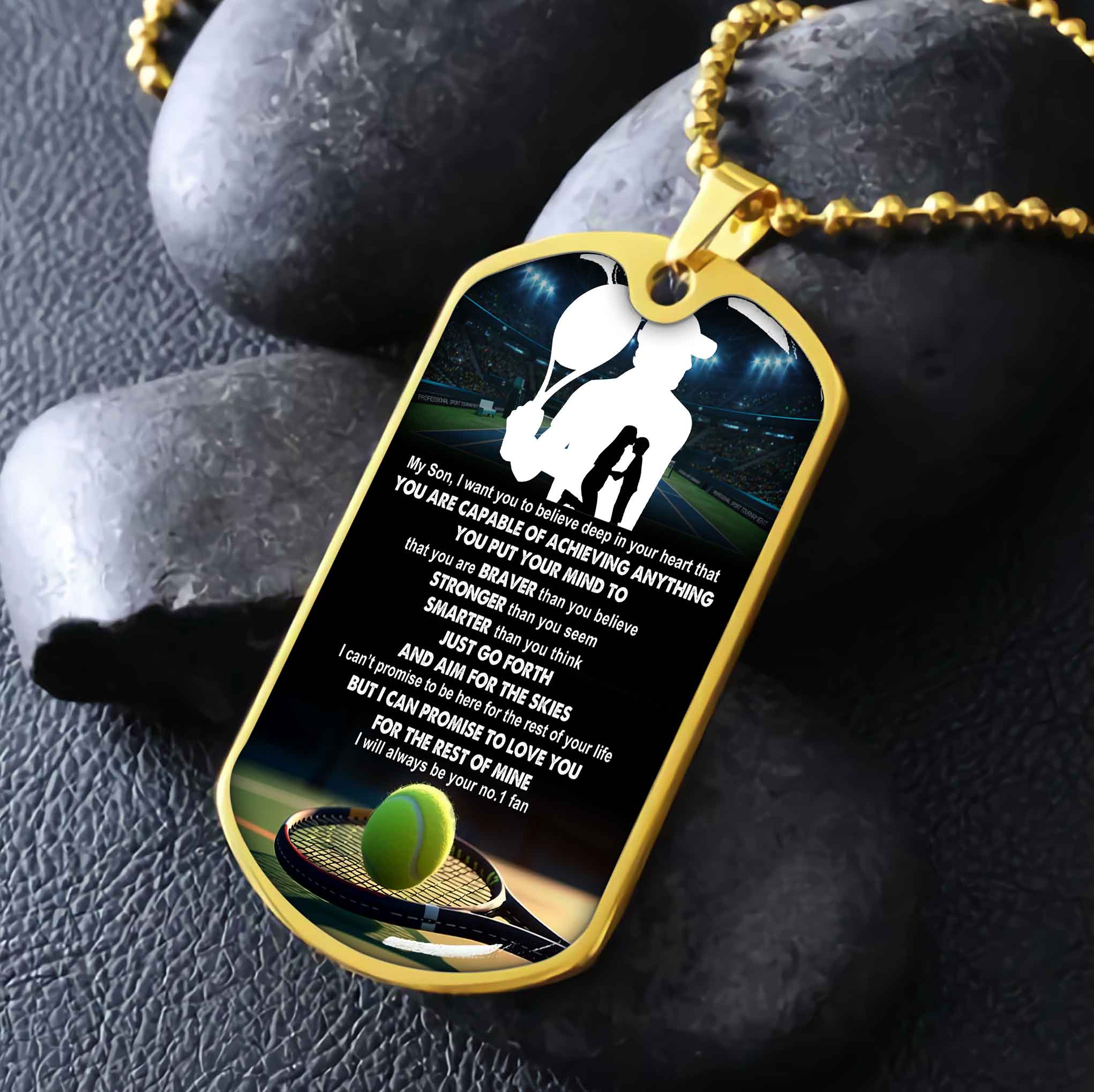 Sport Military Chain 18K Gold Plated Silver Plated To My Son From Mom Motivation Message I Will Always Be Your No 1 Fan