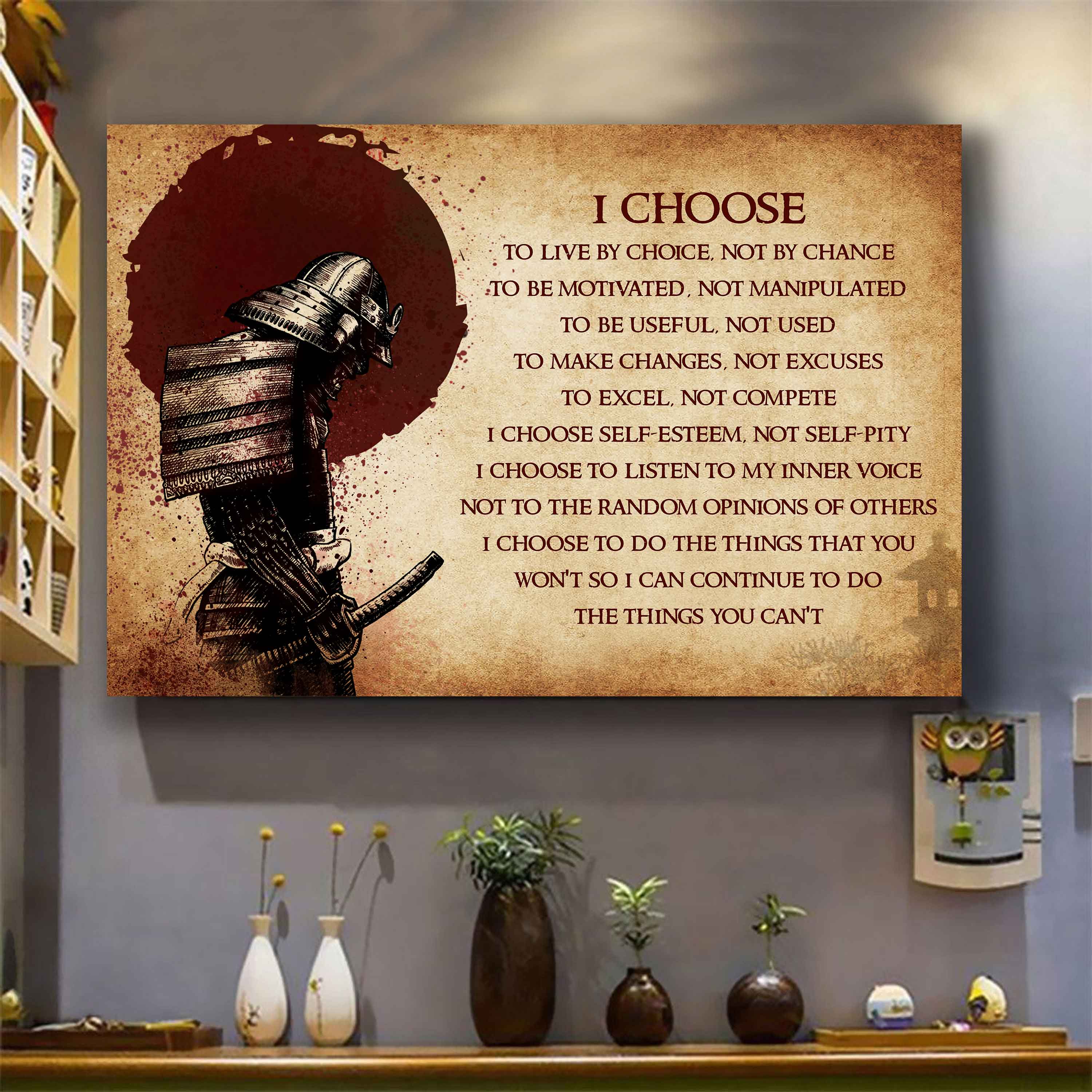 DRB Poster Canvas I Choose To Live By Choice Best Gift With Motivation Quotes