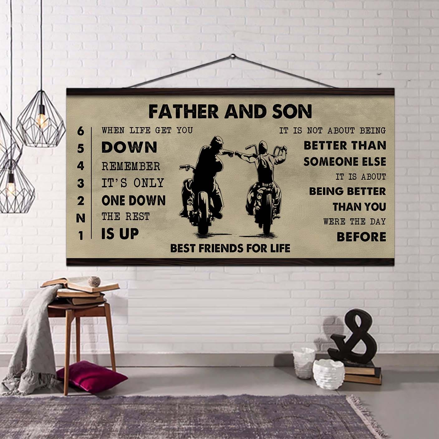 Biker Father And Daughter Best Friends For Life - Be Strong When You Are Weak Poster Canvas Gift For Daughter From Father-Photo Upload