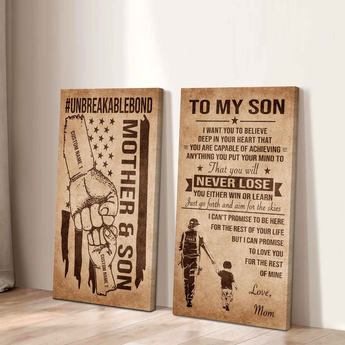 Unbreakable Bond Canvas Set Mother And Son You Will Never Lose You Either Win Or Learn