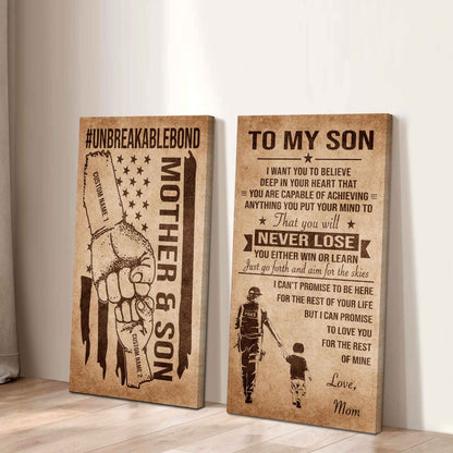 Unbreakable Bond Canvas Set Mother And Son You Will Never Lose You Either Win Or Learn