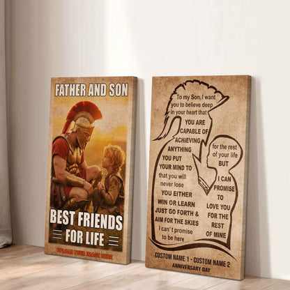 Spartan Canvas Set Father And Son Best Friend For Life - With Message Quotes