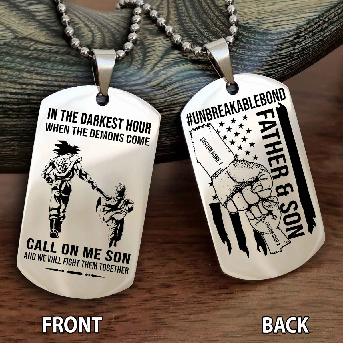 Father And Son UnBreakable Bond Double Side Dog Tag Call On Me Son Kid And We Will Fight Them Together Double Sided Dog Tag