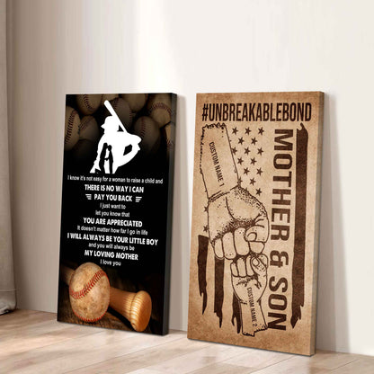 Unbreakable Bond Sport Canvas Set From Son To Mom I Know It's Not Easy - I Will Always Be Your Little Boy