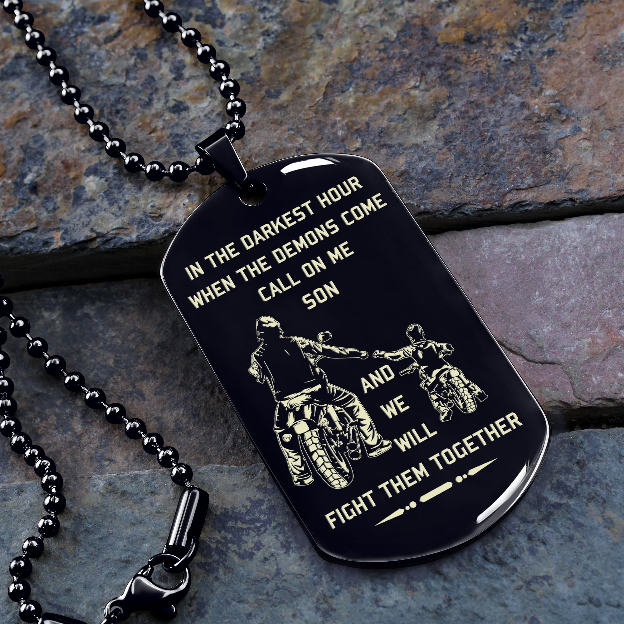 VC Personalized Double Sided Dog Tag Father And Son Best Friends For Life - Message on the back side