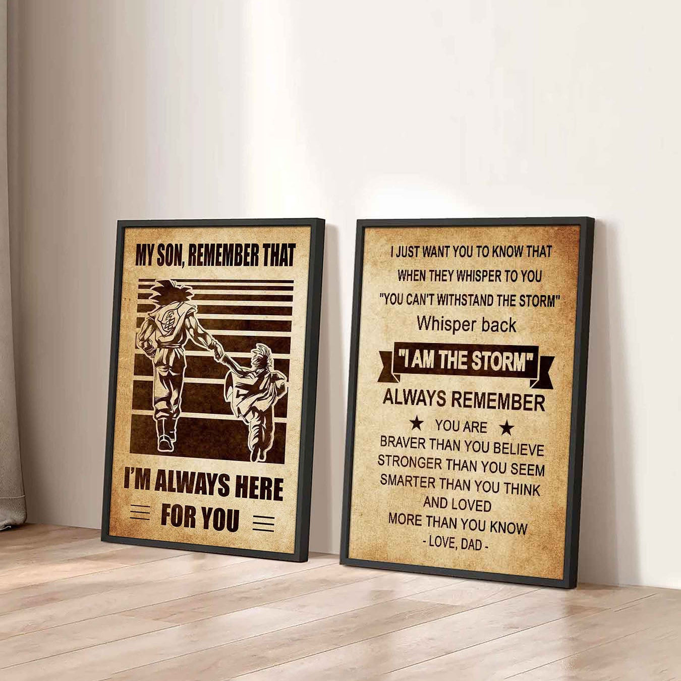 Combo 2 DRB Poster Canvas My Son Remember That - Whisper Back I'm The Storm
