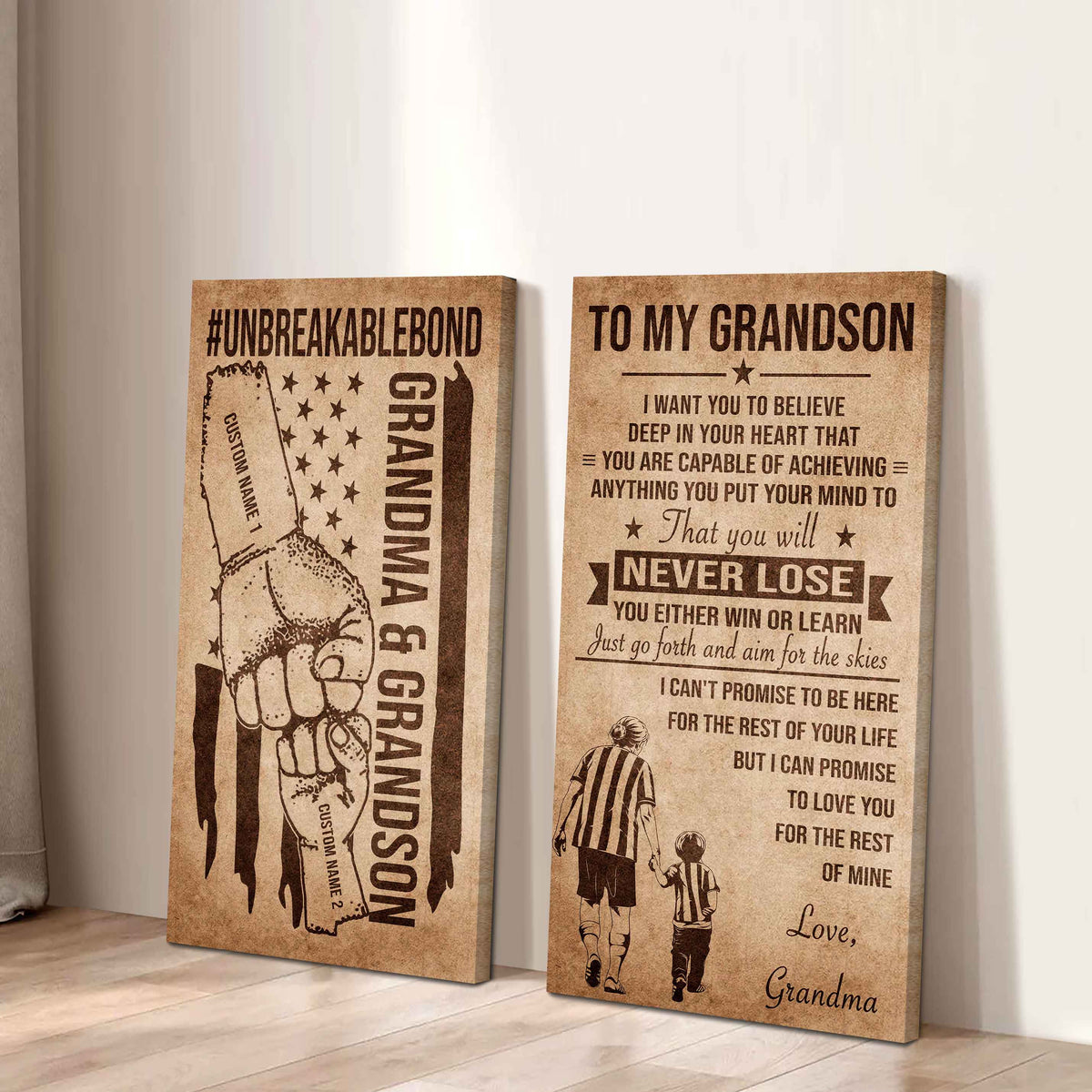 Unbreakable Bond Canvas Set Grandma And Grandson You Will Never Lose You Either Win Or Learn