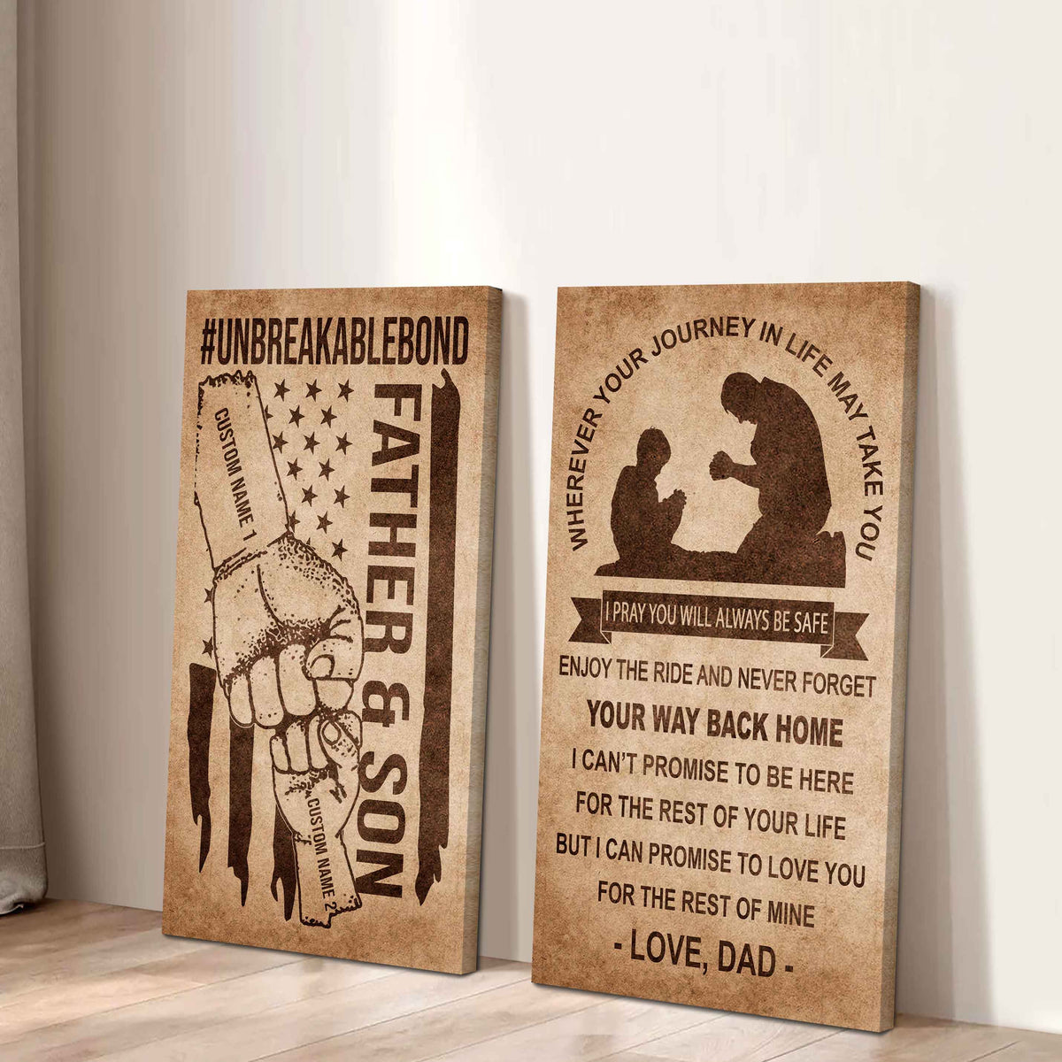 Father And Son Canvas Set To My Son Enjoy The Ride Never Forget Your Way Back Home