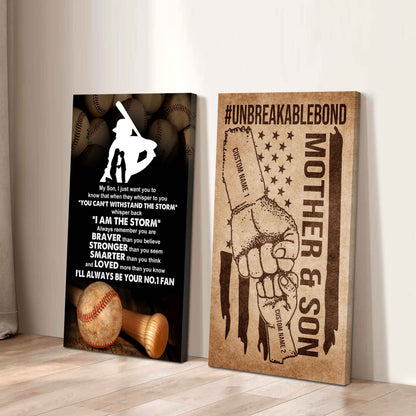 Unbreakable Bond Sport Canvas Set From Mom To Son Whisper Back I'm The Storm You Are Braver Than You Believe
