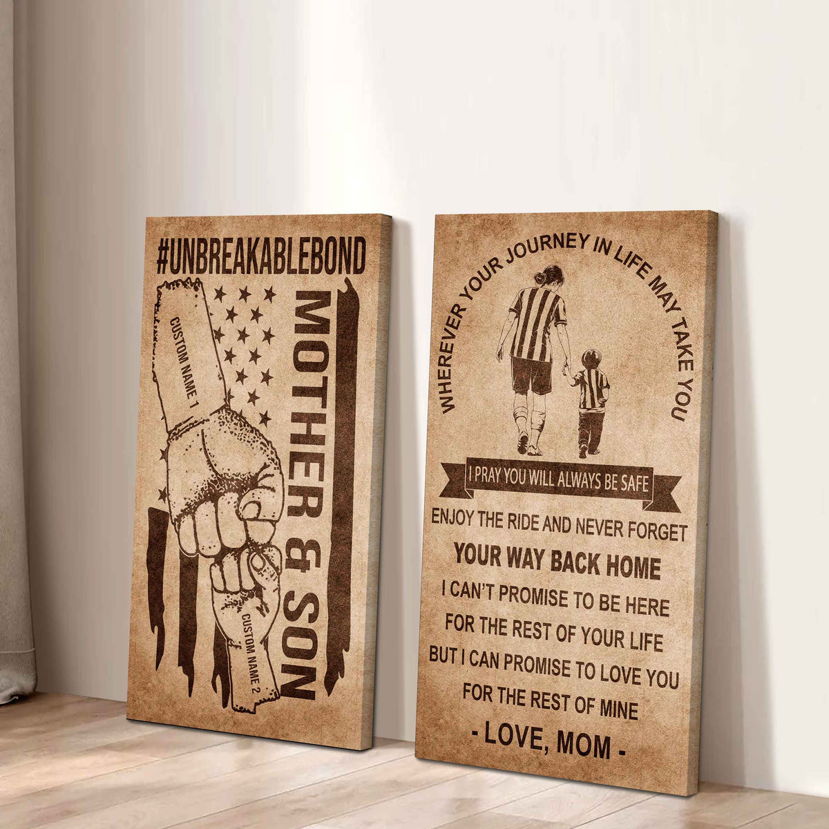 Unbreakable Bond Canvas Set Mother And Son Never Forget Your Way Back Home I Love You For The Rest Of Mine