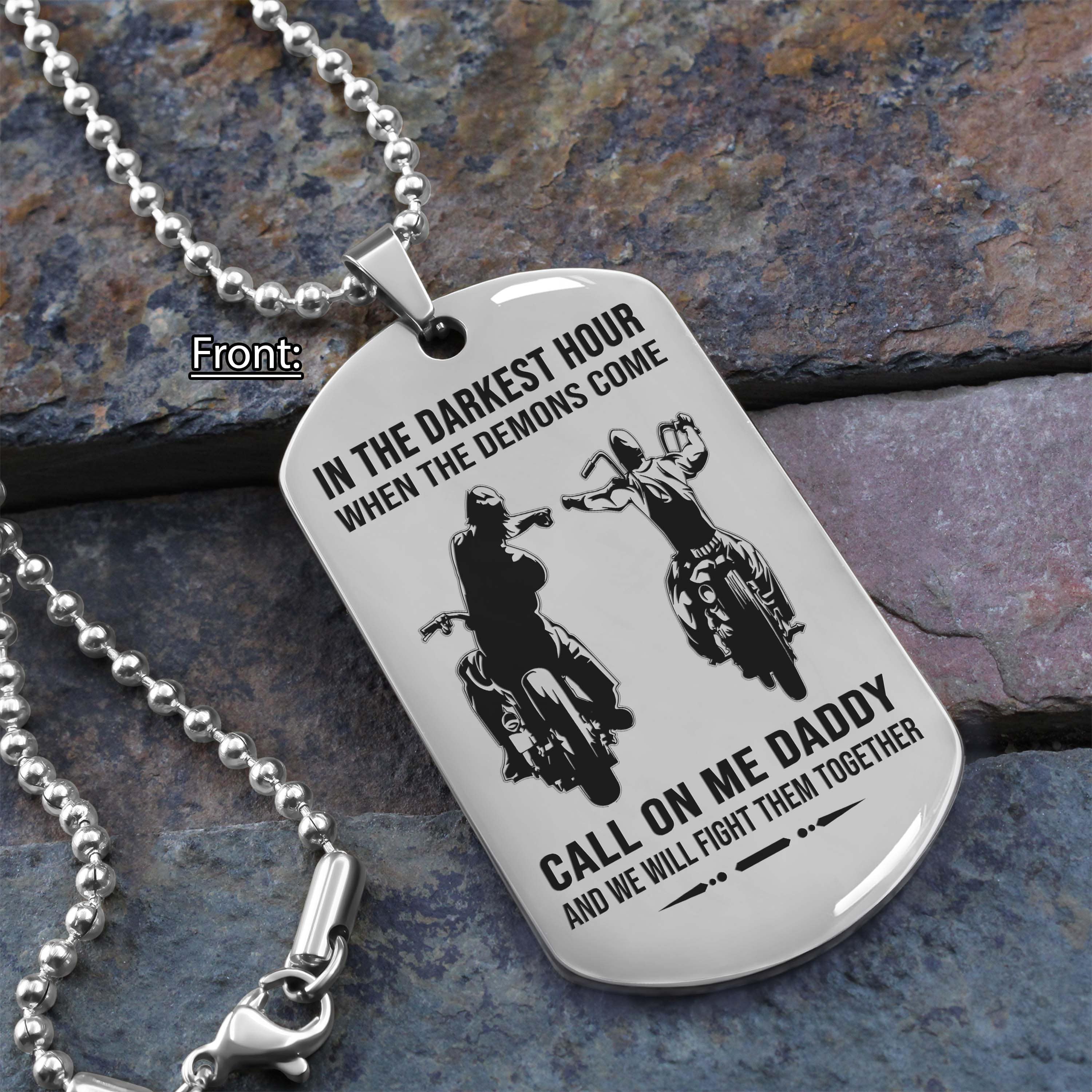 Samurai Personalized One Sided Dog Tag Call On Me Daddy And We Will Fight Them Together Gifts For Your Dad, From Son To Dad