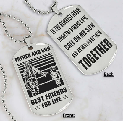 Cowboy Personalized Double Sided Dog Tag Call On Me Son And We Will Fight Them Together Gifts For Your Son From Dad