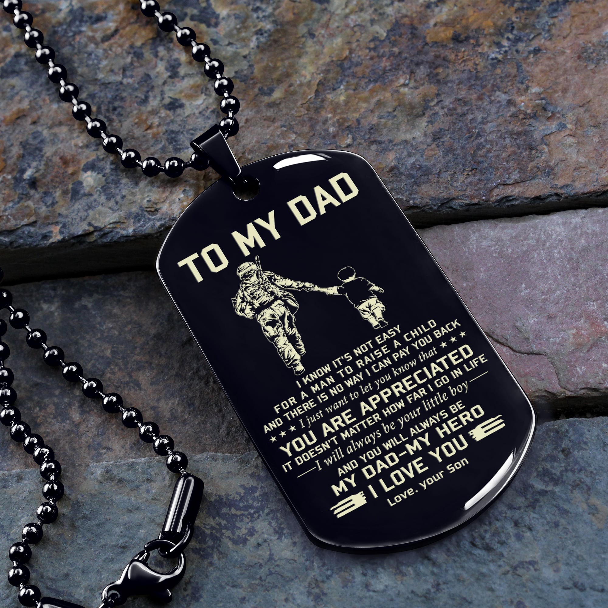 To My Dad One Side Engrave Dog Tag Gift For Your Dad Your Father