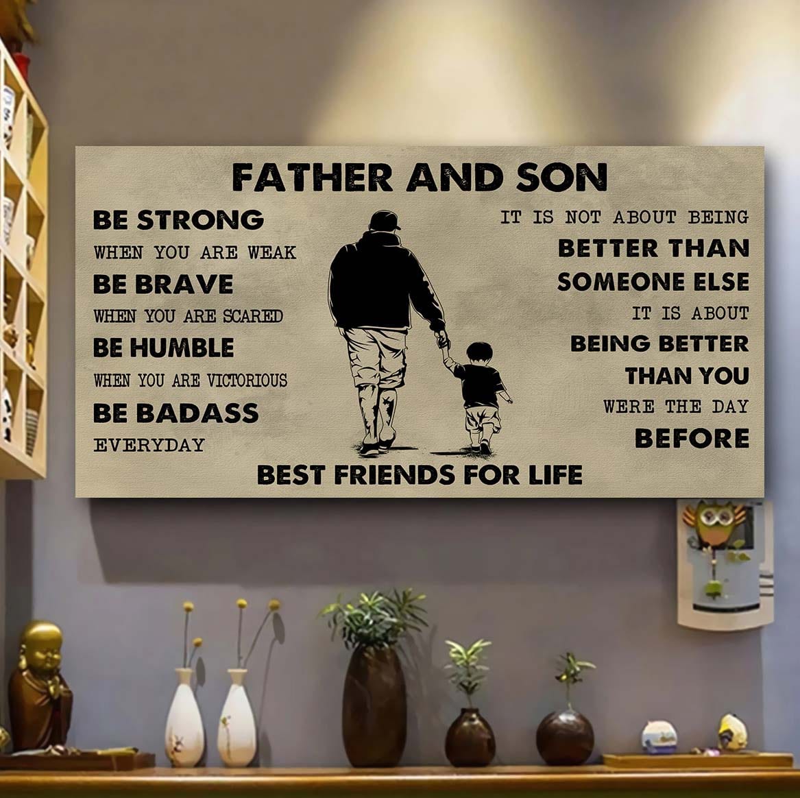 Biker Father And Daughter Best Friends For Life - Be Strong When You Are Weak Poster Canvas Gift For Son From Father