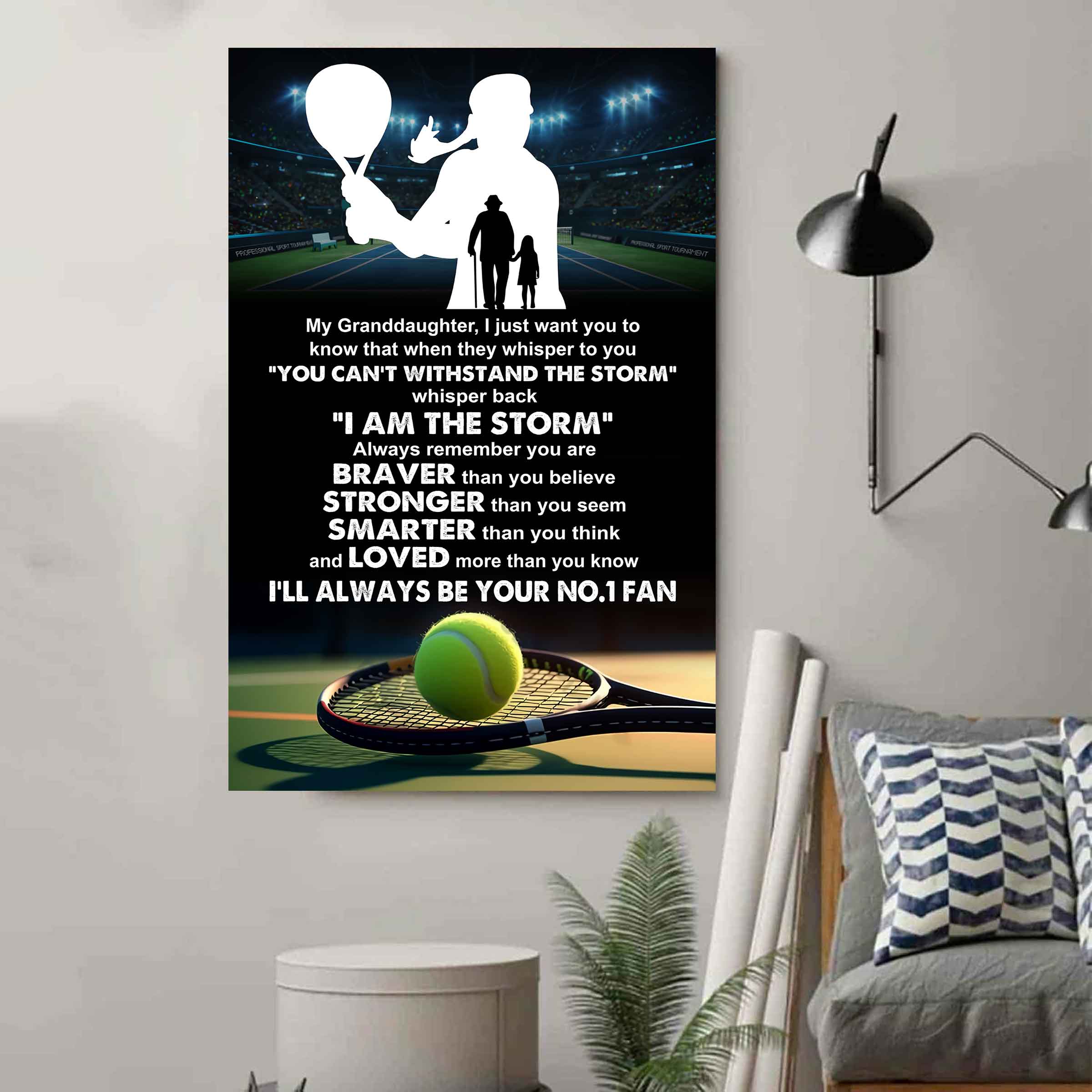 Baketball Poster Canvas Grandpa To Granddaughter - Whisper Back I Am The Storm I Will Always Your No 1 Fan