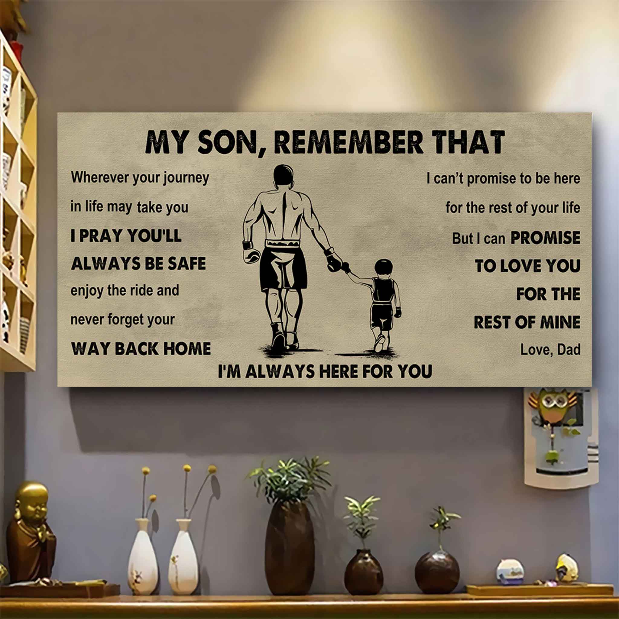 Personalized Sport Poster Canvas -  My Son Remember That Never Forget Your Way Back Home