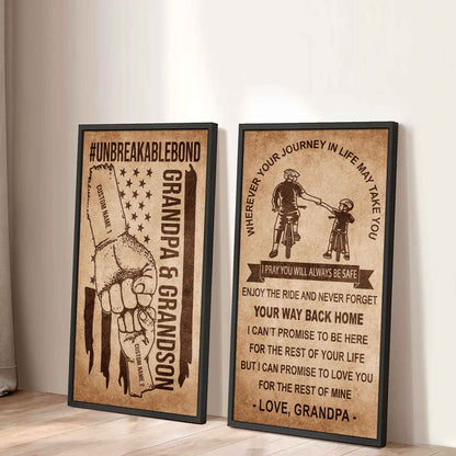 Unbreakable Bond Canvas Set Grandpa And Grandson Never Forget Your Way Back Home I Love You For The Rest Of Mine