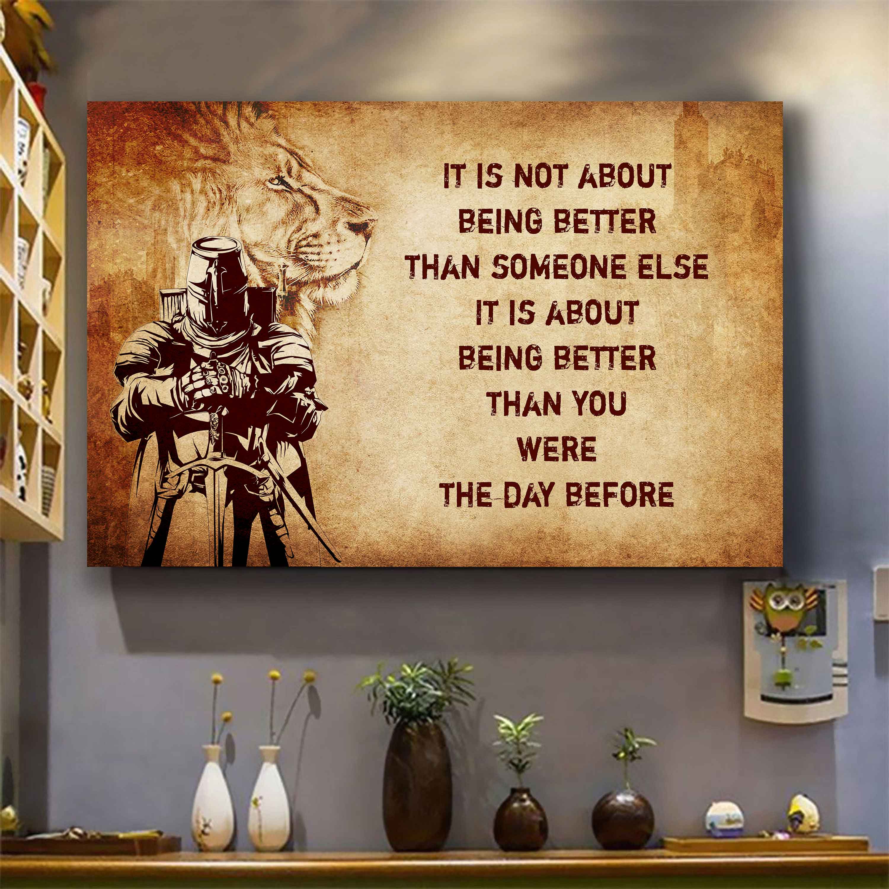 DRB Poster Canvas It's Not About Being Better Than Someone Else Best Gifts Motivation Quotes