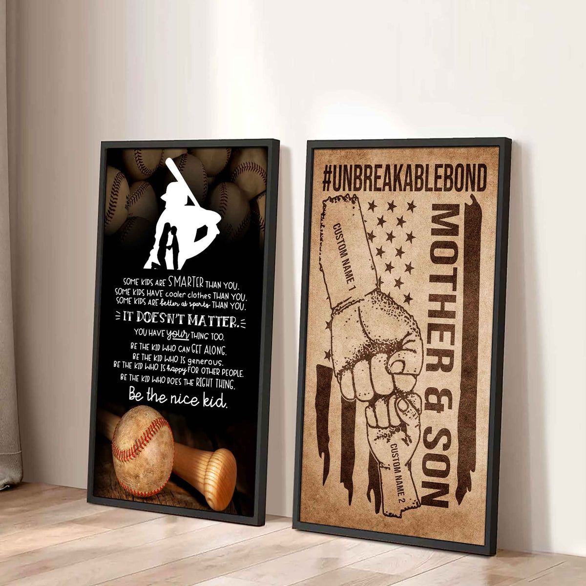 Unbreakable Bond Sport Canvas Set From Mom To Son Be The Nice Kid