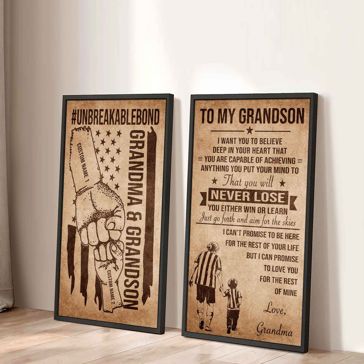 Unbreakable Bond Canvas Set Grandma And Grandson You Will Never Lose You Either Win Or Learn