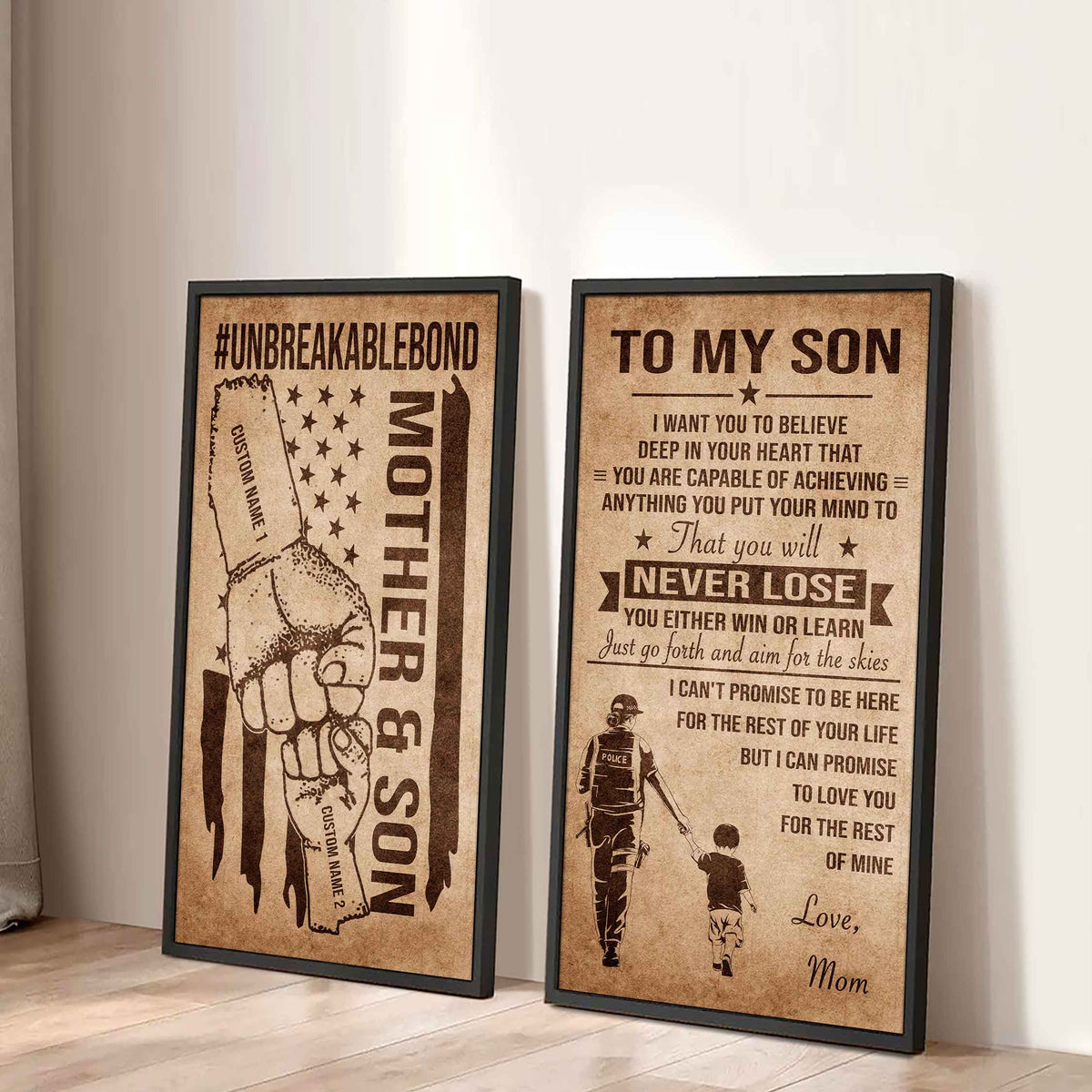 Unbreakable Bond Canvas Set Mother And Son You Will Never Lose You Either Win Or Learn