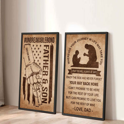Father And Son Canvas Set To My Son Enjoy The Ride Never Forget Your Way Back Home