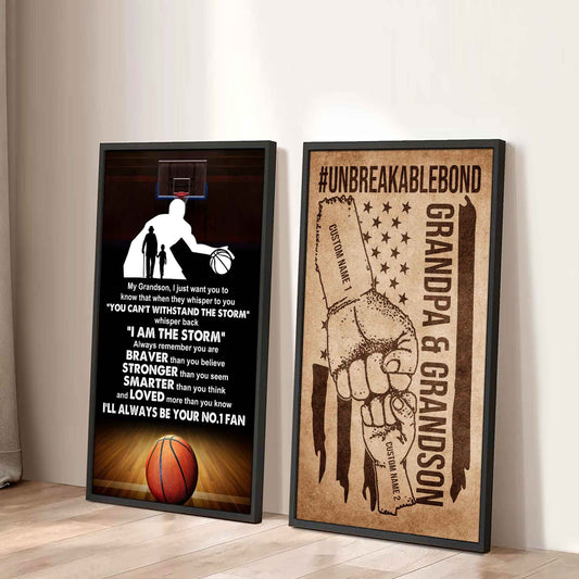 Unbreakable Bond Sport Canvas Set From Grandpa To Grandson Whisper Back I'm The Storm You Are Braver Than You Believe