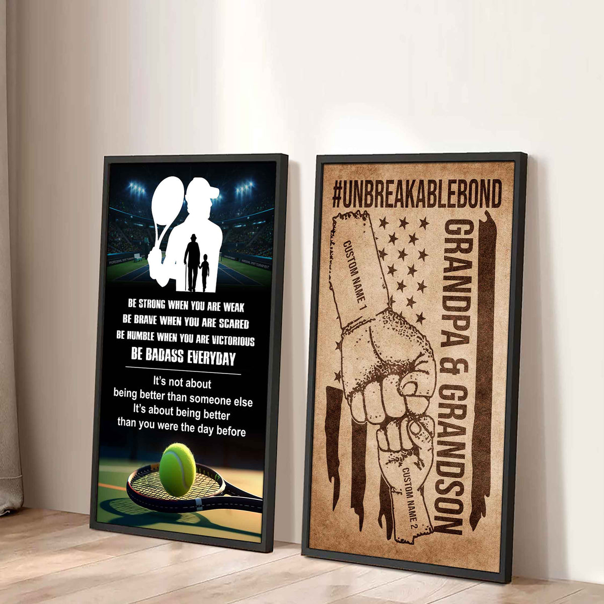 Unbreakable Bond Canvas Set From Grandpa To Grandson Be Badass Everyday It's About Being Better Than You Were The Day Before