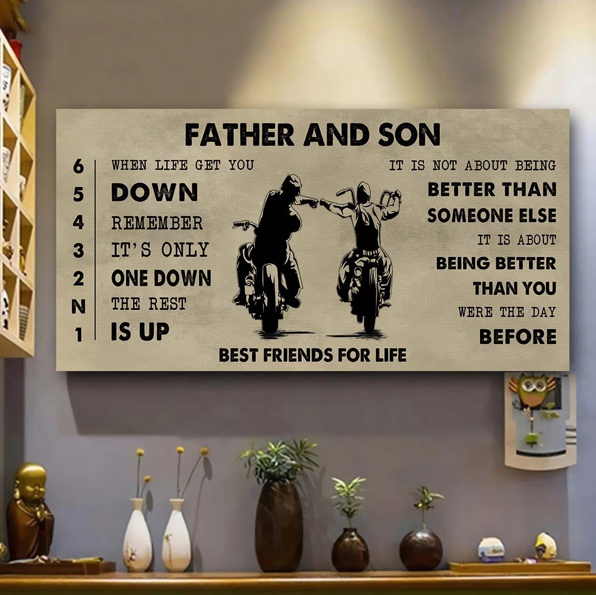 Biker Father And Daughter Best Friends For Life - Be Strong When You Are Weak Poster Canvas Gift For Daughter From Father-Photo Upload