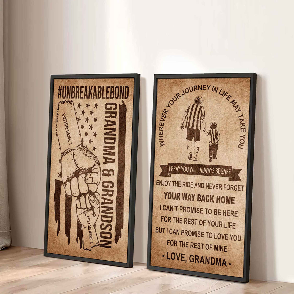 Unbreakable Bond Canvas Set Grandma And Grandson Never Forget Your Way Back Home I Love You
