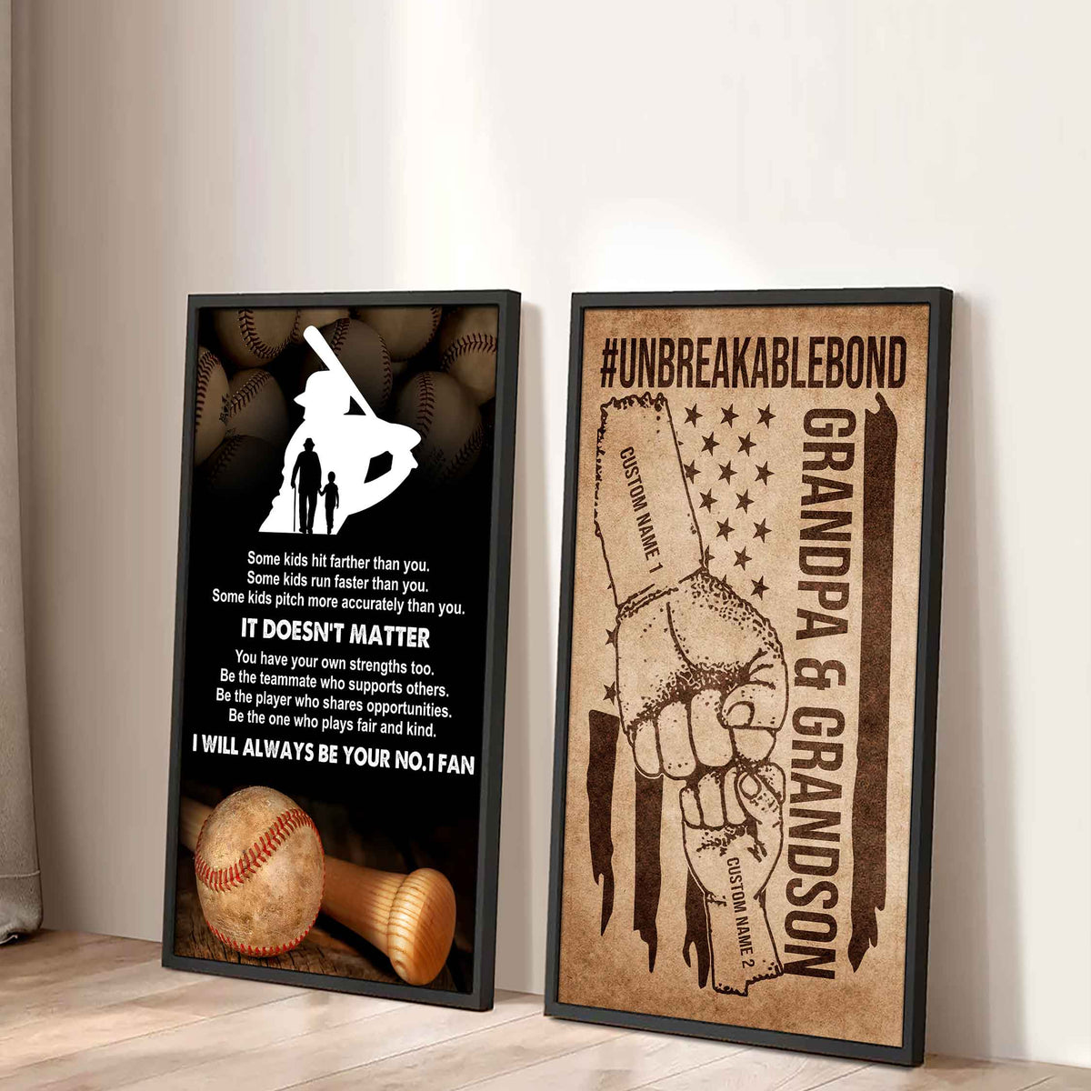 Unbreakable Bond Canvas Set From Grandpa To Grandson It's Doesn't Matter I Will Always Be Your No.1 Fan